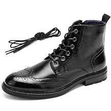 Temeshu Mens Wingtip Ankle Boot Side Zip Motorcycle Oxford Boots with shoelaces HH07 Black 7