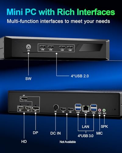 Image of WEIDIAN Gaming Mini PC RTX3050 Core i5-12450H(8C /12T, bis zu 4,4GHz), 64GB RAM 512GB NVME SSD 1TB HDD, Win 11 Pro Micro Desktop Computer 8K 2*DP 2*HD 8*USB WiFi6&BT5.2 for Game Business Office