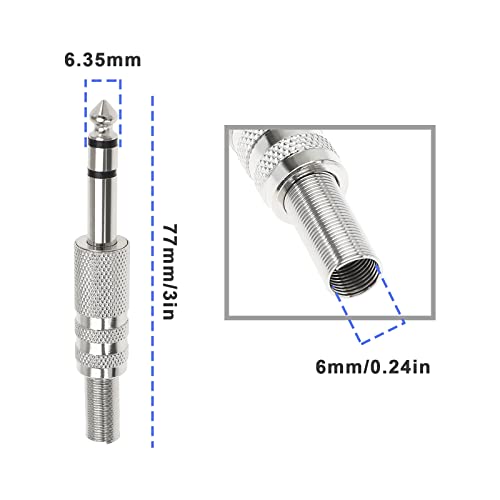 The Lord of the Tools 10Pcs TRS Stereo Male Plug Audio Connector 6.35 mm Stereo Jack Plug Soldering Audio Plug Accessories for Guitar Mixer Amplifier Keyboard Silver - Image 3