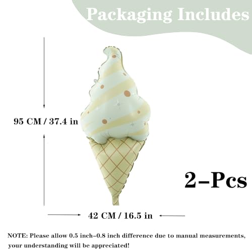 Image of Ice Cream Balloons 2 Pieces Foil Balloon Ice Cream Decoration