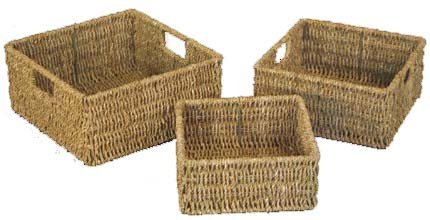 woodluv E01-123L Set de 3 paniers de Rangement