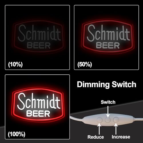 Image of Beer Neon Schmidt Sign for Wall Decor, Dimmable USB Powered Bar Neon Sign for Man Cave, Home Bar, Pub, Party, Vintage Beer Neon Wall Light for Home Decoration