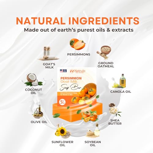 image for Natrulo Persimmon Soap Bar for Body Odor Control – Purifying Deodori