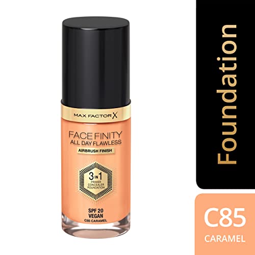 Image of Max FactorFacefinity All Day Flawless 3 In 1 Liquid Foundation, Shade 85 caramel, Caramel, 30 ml Matte Finish (Pack of 2)