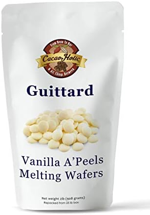 2 LB Cacaoholic - Guittard Vanilla A'Peels White Compound Chocolate Wafers For Melting | Resealable Stand Up Pouch