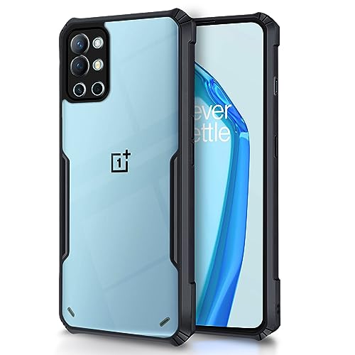 Image of Outlouders Back Cover for OnePlus 9R 5G | Ultra Hybrid Transparent | Full Camera Protection | Raised Edge | Crystal Clear Bumper Case (Black)