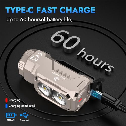 Image of WUBEN E7 1800 Lumen Rechargeable Mini Flashlight with Magnet - Super Bright 6 Modes Khaki EDC Flashlights, Typ-C Rechargeable LED; IP68 Pocket Flashlight for Headlamp Use, Rescue, Camping