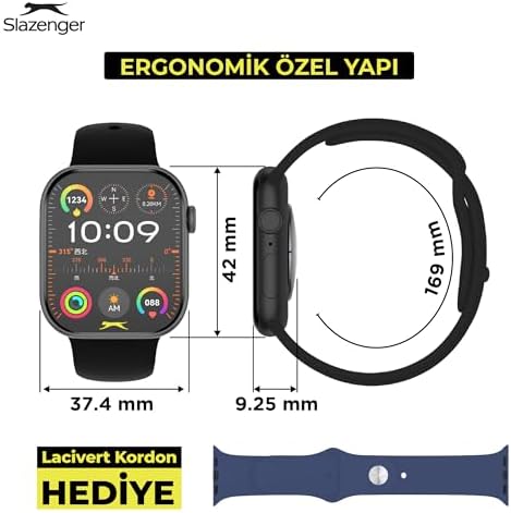 Slazenger Easy Connect Elite Akıllı Saat, AMOLED Ekran, 42mm Kasa, Spor Takip, Sağlık Takip, IP68 Su Geçirmez, Uzun Pil Ömrü, Dokunmatik Ekran, Silikon Kayış, Hediyeli, Siyah - Görsel 3