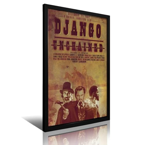 Zeitwa Póster de Django Unchained (1) (1) póster de películas en lienzo para pared, enmarcado y listo para colgar, 30 x 45 cm