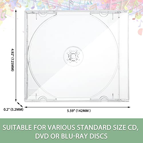 Kigley 25 Pcs Cd Case Slim Clear Cd Jewel Case Plastic Single Dvd Disc Case Standard Cd Dvd Cover For Protection Replacement (Clear,5.2 Mm) #TOP2