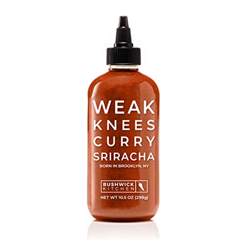 Bushwick Kitchen Weak Knees Curry Sriracha Hot Sauce, Classic Sriracha mixed with Korean Gochujang Chili Paste infused with Curry Spices, 10.5 Ounces