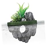 ibasenice Decoración de Acuario Flotante Piedra Artificial Resistente y Realista Escondite para Peces Adorno Paisajístico para Peceras Pequeñas
