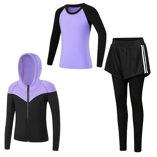 Tancefair Kinder Mädchen Trainingsanzug 2/3 tlg Sportanzug Jogging Bekleidungsset Freizeitanzug (Shirt + Hose) Training Laufen Fußball Basketball Trikots Yoga