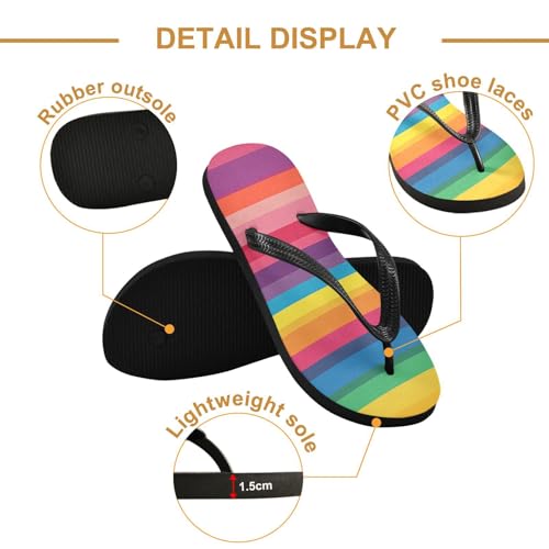 CEBUGI Unisex Flip Flop -Flat Sandal -NonSlip Couple Slippers -Natural Rubber Foam Soles Ultimate Comfort and Durability for Indoor Outdoor|Horizontal Stripes2
