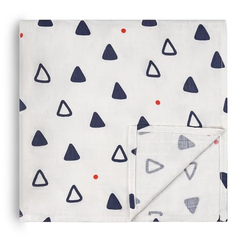 Image of HECCEI Muslin Baby Swaddle Blanket Bamboo Cotton 47 x 47 Inches, Tiny Sails | Soft Breathable Receiving Blanket Swaddles for Newborn Registry Gift for Baby Showers