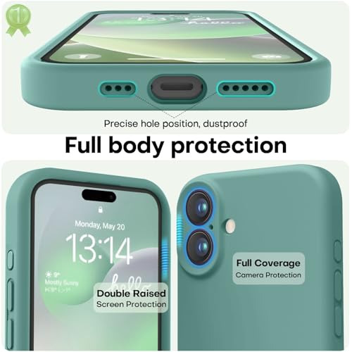 Image of LOVE 3000 Designed for iPhone 16 Case, Premium Silicone with [Soft Anti-Scratch Microfiber Lining] Shockproof Protective Phone Case for Men Women Girls 6.1 inch, Pine Green