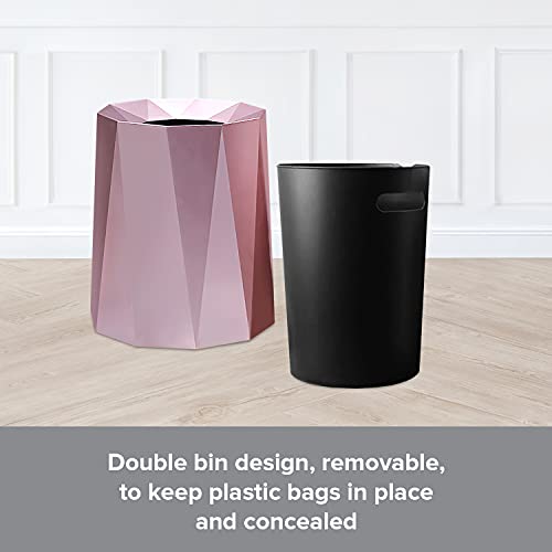 Caneca de basura geométrica abierta 8 L rosa dorado miniatura 4