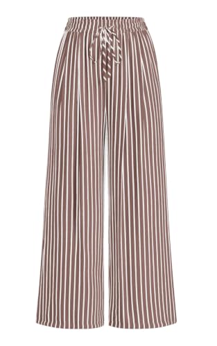 Image of PRETTYGARDEN Womens Pants Elastic Waist Floral Lightweight Palazzo Pants for Women Casual Lounge Wide Leg Pants Woman