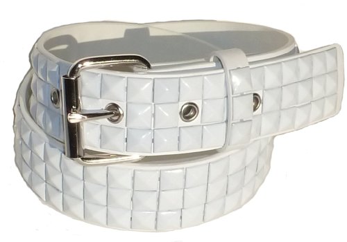 BeltsandStuds Goth Punk White Stud Studded Snap on Belt