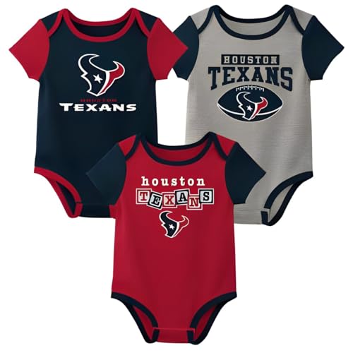 Outerstuff NFL Newborn Infants Building Block 3 Piece Onsie Creeper Bodysuit Romper Set (Houston Texans, 12 Months)