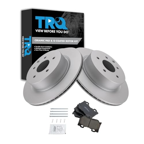 Image of TRQ Rear Brake Pad and Rotor Set Ceramic Coated Rotors Compatible with 2010-2017 Nissan 370Z