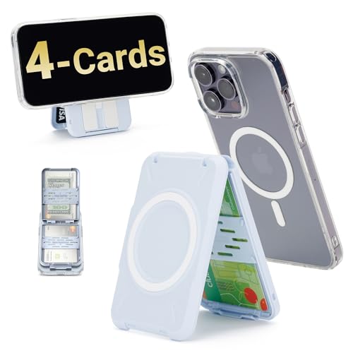PROfezzion Porte-Cartes avec MagSafe, Double Face Magnétique Portefeuille Coque Rigide Wallet pour iPhone 17 16 15 14 13 Pro Max Coque MagSafe & Tous Les Téléphones, Blocage RFID, Maintien 4 Cartes