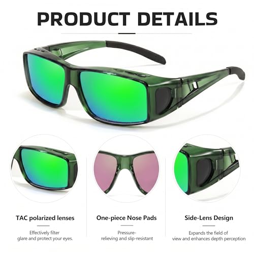 Image of SIPHEW Mirrored Sunglasses Polarized Fit Over Glasses for Men&Women | Wrap Around Sun Glasses,UV400 Protection,Lightweight & Comfortable,Driving,Outdoors