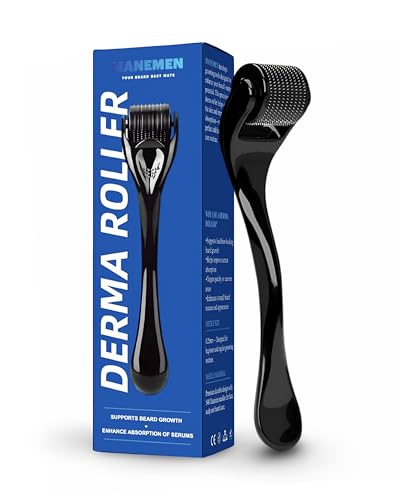 Derma Roller for Face, Scalp & Beard Care with 540 Titanium needles. Premium Durable Design Suitable for Men and Women. Beard Roller & Skin Care Grooming Tool. Safe & Easy to Use (0.25mm)