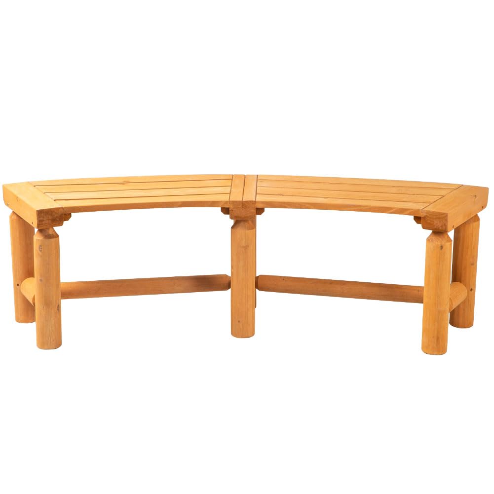 Banco curvado de madera para exteriores, estilo rústico, madera de cedro/abeto, para patio, jardín, terraza y patio trasero, 40-54.7 pulgadas de ancho x 13 pulgadas de profundidad x 16.5 5