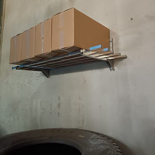 Mensola da garage resistente da parete, in acciaio inox, capacità di carico di 120 kg, salvaspazio per cucina, bagno, officina, organizzare strumenti e attrezzature