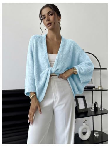 Image of GORGLITTER Women's Cropped Wrap Sweater Bat Wing Knit Poncho Tops
