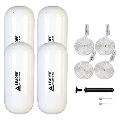 Image of Leader Accessories Boat Fender Bumper Hole Through Middle Inflatable 4 Pack