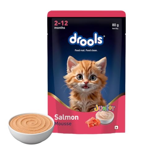 Image of Drools Kitten Wet Mousse, Assorted Flavours Pack of 12 (960g) | Salmon, Ocean Fish, Tuna & Chicken | Rich in Protein | Promotes Hydration | Easy to Digest