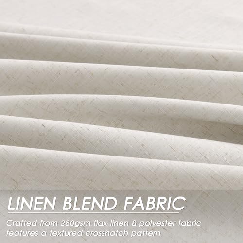 Image of Cream 100% Blackout Linen Curtains 120 Inches Long for Bedroom Back Tab Room Darkening Black Out Curtain Modern Farmhouse Decor Neutral Luxury Floor to Ceiling Drapes for Living Room 52x120,2 Panels