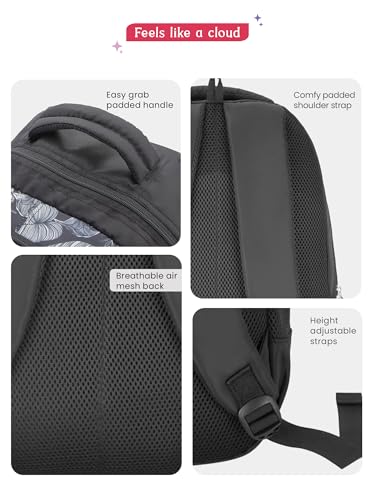 Image of Genie Jade School Bag for Girls. Black backpack for women. More Volume, 3 zips, Stylish & Trendy College Bags for Girls, Water Resistant, Lightweight Bags for Office, Travelling. 36 litres. 19 inch