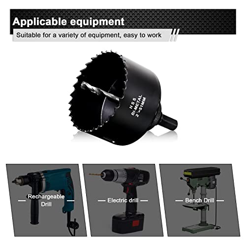 2 Inch Hole Saw Drill Bit For Metal And Wood, M42 Bi-Metal Hole Cutter With 1.5” Cutting Depth For Plywood, Fiberglass, Acrylic, Drywall And Sheet Steel #TOP4
