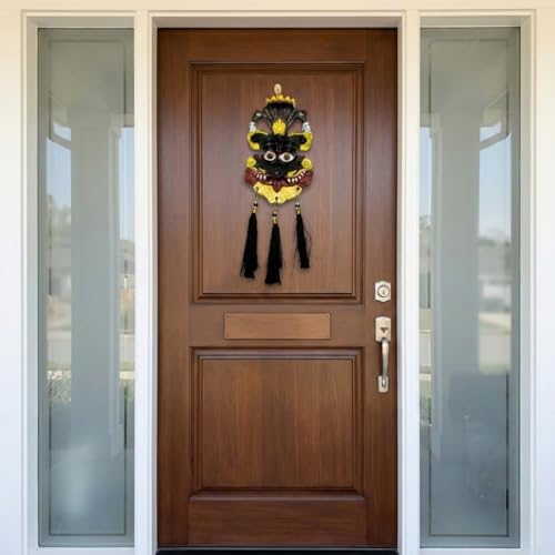 Image of VAMA Metal Nazar Battu for Home Entrance - 10 Inch Hand Painted | Evil Eye Hanging for Home Entrance | Kirti Mukh for Door | Protection for House & Door Hanging | Naag Ganesha Suraksha Kawach Mask