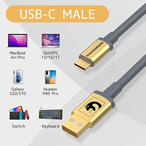XINMENG X MAMBASNAKE C02 Zwijany Kabel Klawiatury, Linia HyperSpeed ​​Type-C z Częstotliwością Powrotu 8KHz do Klawiatury Gamingowej, Kabel TPU USB-C z Metalowym Lotnictwem, PC/Telefon — Szary
