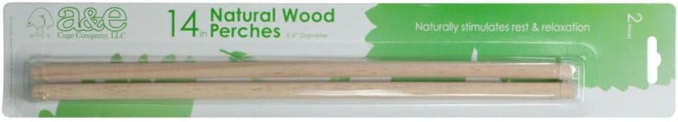 A&E CAGE COMPANY 52400838 Perch Replacement Wood 14In/2Pk