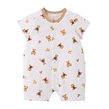 [ミキハウス] ショートオール ロンパース 半袖 総柄 くま 日本製 男の子 女の子 ベビー キッズ ベビー服 赤ちゃん 子供服 40-1332-140 60cm 白