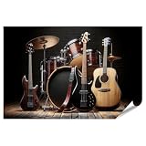 islandburner XXL Bild Poster Schlagzeug Gitarren und Bass 