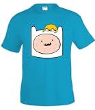 Estampado de calidad Mx Games Camiseta Hora de Aventuras Finn y Jake Azul Turquesa (Talla: Talla-XL)