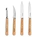 Opinel - Set di 4 Coltelli da Cucina Essenziali - N°112 Ufficio, N°113 Seghettato, N°114 Verdure, N°115 Pelapatate - Lama in Acciaio Inossidabile - Faggio Verniciato Naturale