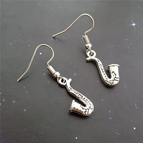 WYGUYO Saxophone Earrings, Music Charm Jewelry, Tiny Musical Instrument Earrings, Sax Pendant