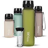 720°DGREE Trinkflasche 1l “uberBottle“ softTouch +Früchtebehälter - BPA-Frei - Schlanke Wasserflasche für Sport, Fitness, Fahrrad, Uni, Outdoor - Tritan Sportflasche Leicht, Stoßfest, Wiederverwendbar