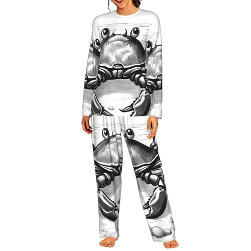 Pyjama crabe de dessin animé ensemble doux et confortable vêtement de nuit femme