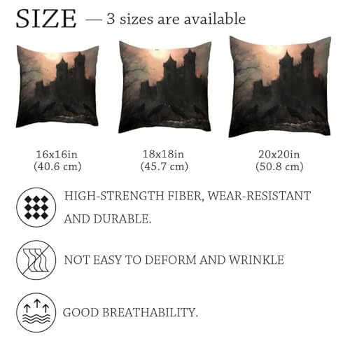 Housses de coussin Ravens Before Broken Castle en velours de qualité supérieure 50x50 - 7