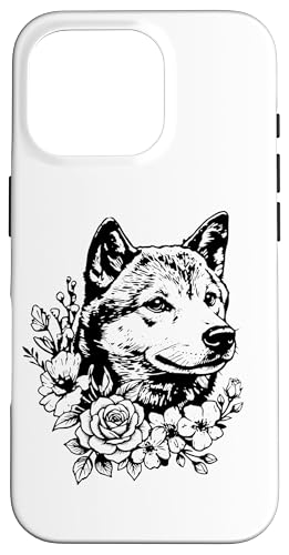 Womens Retro Vintage Floral Black Tan Shiba Inu Dog Lover �X�}�z�P�[�X iPhone 16 Pro �p