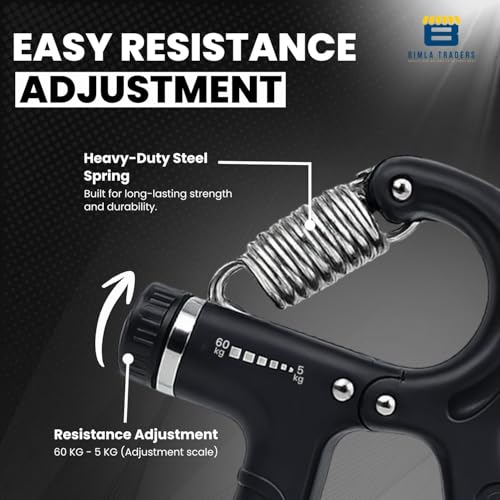Image of CRAE Hand Gripper - Adjustable Grip Strengthener for Forearm, Wrist & Finger Workout Men & Women Capacity 60 kg (Black)