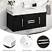 DWVO 40 Inch Black Floating Bathroom Vanity, Wall Mounted Bathroom Vanity with White Sintered Stone Countertop and Ceramic Basin Sink Bathroom Cabinet with 2 Drawers & 2 Storage Cabinets